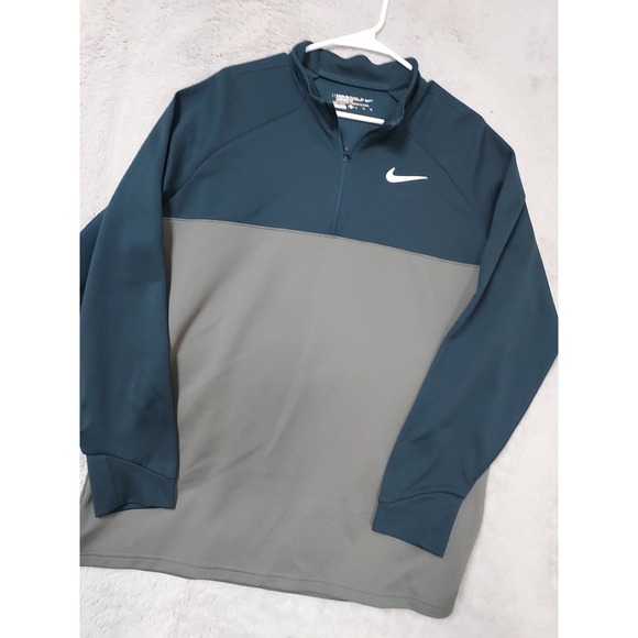Nike Other - Nike Pullover Mens XL Golf Dri Fit Quarter Zip Gray Green Lightweight Mock Neck